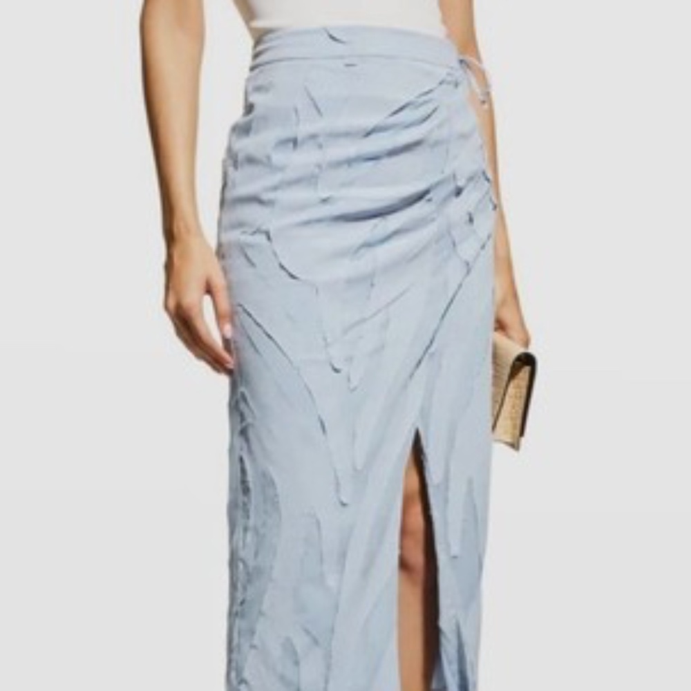 Jonathan Simkhai Yuna Transparent Layered Midi Skirt With Slit Sz 2 NWT